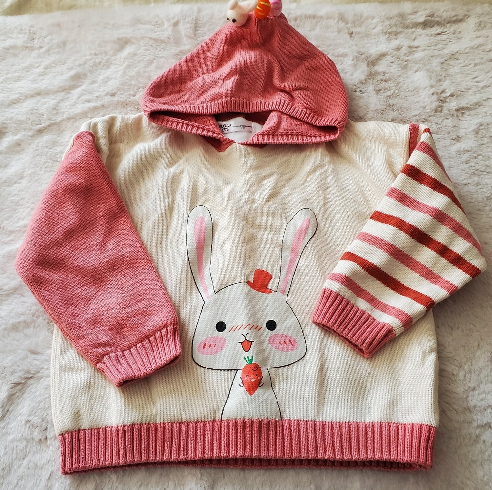 Pink and Cream Bunny Hoodie for Kids